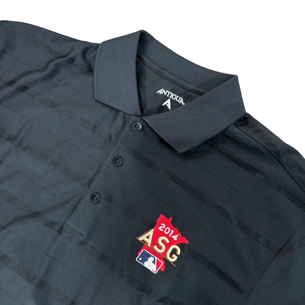 ANTIGUA 2014 MLB All Star Game Mens M Black Stripe Polo ASG Target Field